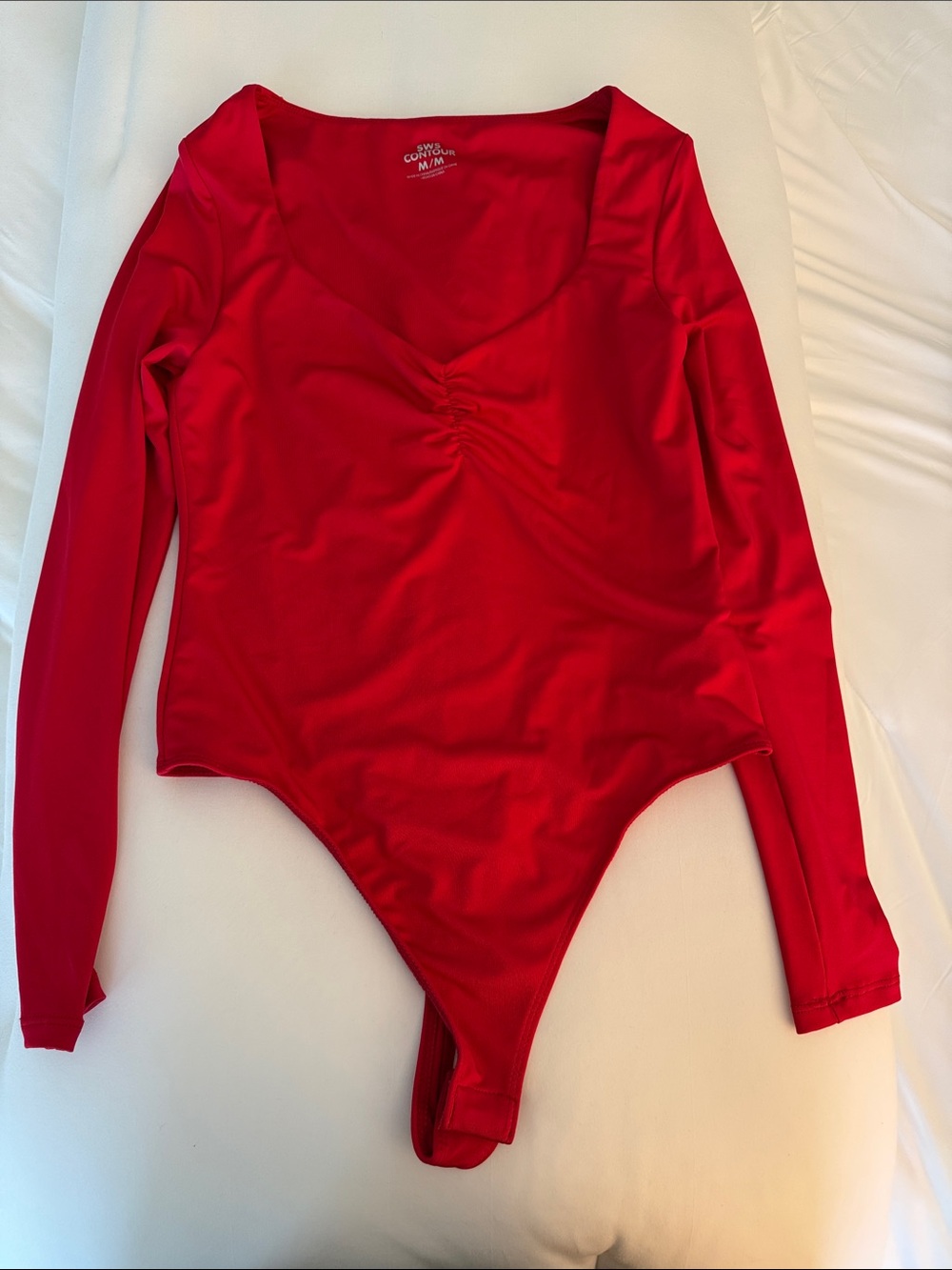 Red Long-Sleeve Girls One-Piece Bodysuit - Unbranded